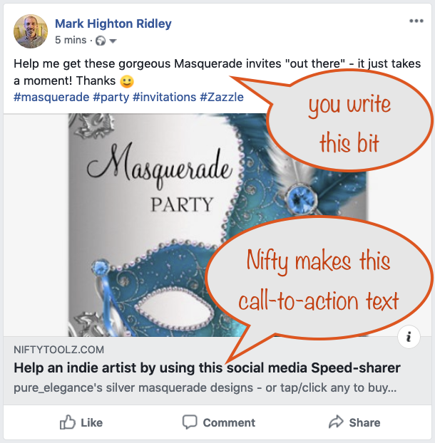 a screenshot showing a Facebook post of a speed-sharer - click to see the post