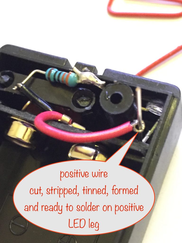 attaching the positive wire to the LED positive leg