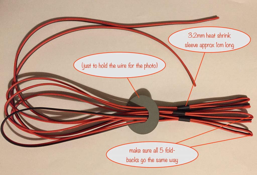 image showing preparation of the LED string wire fold-backs