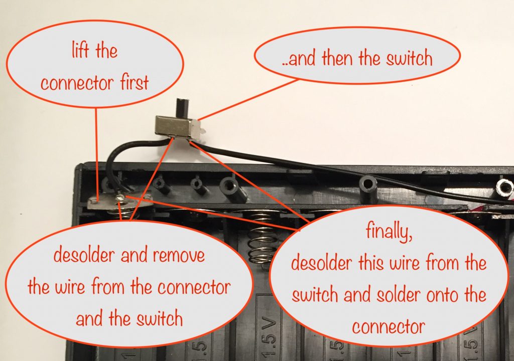a photo showing how to deal with the existing switch and spring connector wires