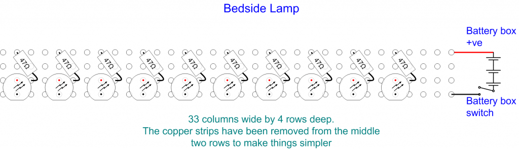stripboard layout for bedside lamp circuit 