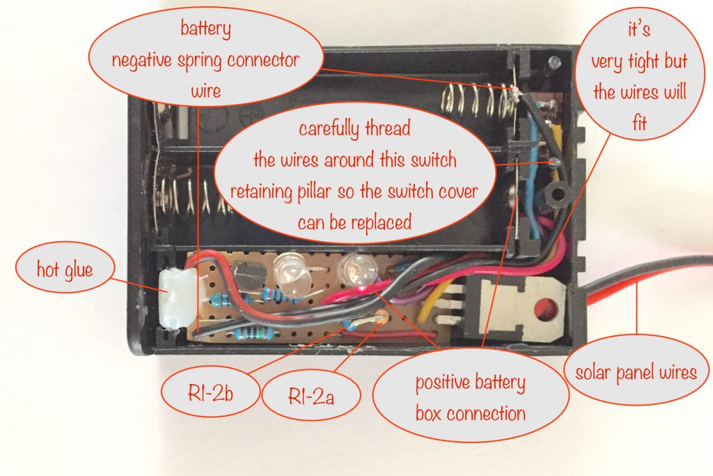 photo of the battery box with everything in place and showing how the wiring is routed