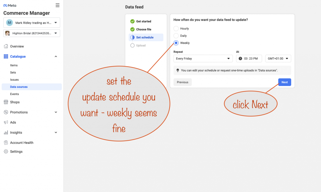 screenshot showing the re-pull schedule dialog