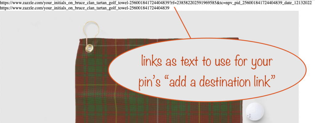 a screenshot showing the two choices for your pin's "add a destination link"